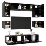 Ensemble de meuble TV 8 pcs Noir Bois d'ingénierie