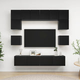 Ensemble de meuble TV 8 pcs Noir Bois d'ingénierie