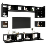 Ensemble de meuble TV 8 pcs Noir Bois d'ingénierie