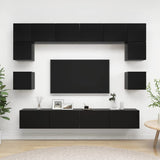 Ensemble de meuble TV 8 pcs Noir Bois d'ingénierie