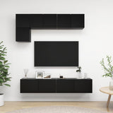 Ensemble de meubles TV 5 pcs Noir Bois d'ingénierie