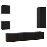 Ensemble de meuble TV 5 pcs Noir Bois d'ingénierie