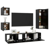 Ensemble de meuble TV 5 pcs Noir Bois d'ingénierie