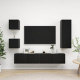 Ensemble de meuble TV 5 pcs Noir Bois d'ingénierie