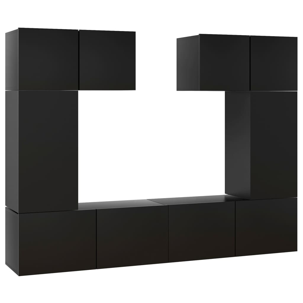 Ensemble de meuble TV 6 pcs Noir Bois d'ingénierie