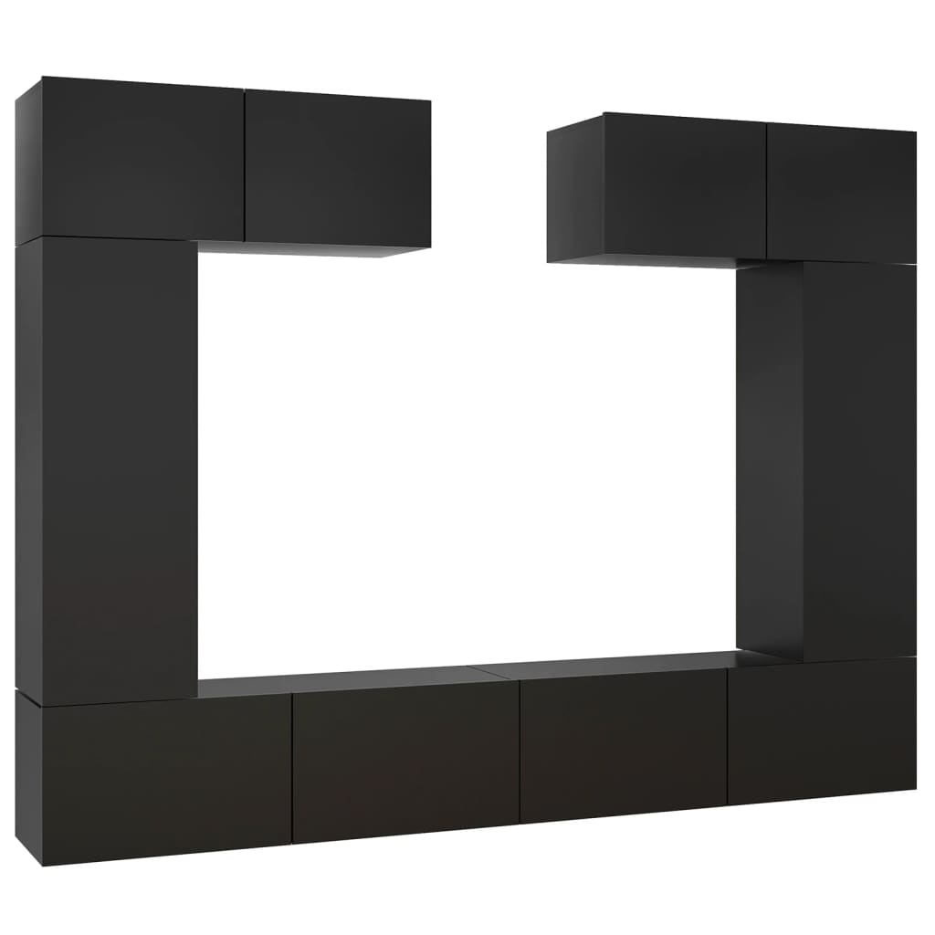 Ensemble de meuble TV 6 pcs Noir Bois d'ingénierie