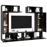 Ensemble de meuble TV 6 pcs Noir Bois d'ingénierie