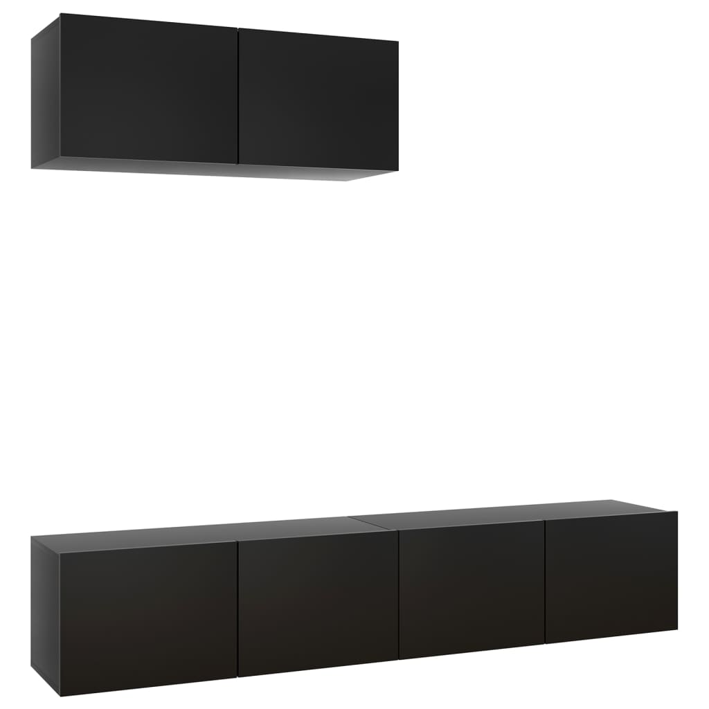 Meubles TV 3 pcs Noir Bois d'ingénierie