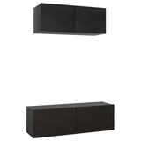 Ensemble de meuble TV 2 pcs Noir Bois d'ingénierie