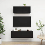 Ensemble de meuble TV 2 pcs Noir Bois d'ingénierie