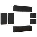 Ensemble de meubles TV 8 pcs Noir Bois d'ingénierie