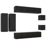 Ensemble de meuble TV 8 pcs Noir Bois d'ingénierie