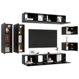 Ensemble de meuble TV 8 pcs Noir Bois d'ingénierie