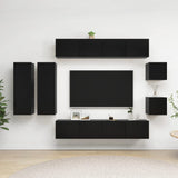 Ensemble de meuble TV 8 pcs Noir Bois d'ingénierie