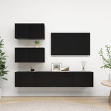 Ensemble de meuble TV 4 pcs Noir Bois d'ingénierie