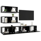 Ensemble de meuble TV 4 pcs Noir Bois d'ingénierie