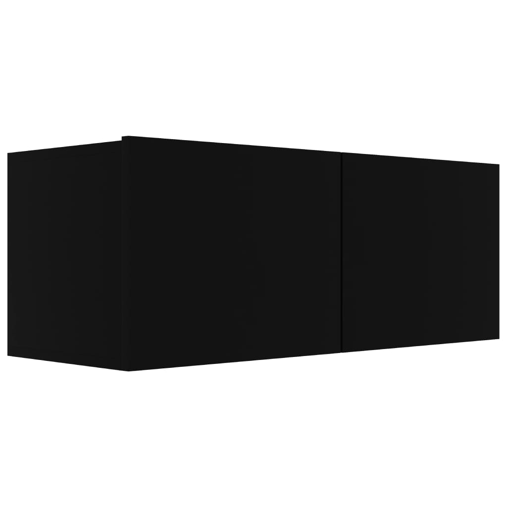 Ensemble de meuble TV 4 pcs Noir Bois d'ingénierie