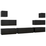 Ensemble de meuble TV 7 pcs Noir Bois d'ingénierie