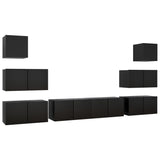 Ensemble de meubles TV 8 pcs Noir Bois d'ingénierie