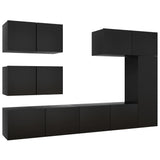 Ensemble de meuble TV 6 pcs Noir Bois d'ingénierie