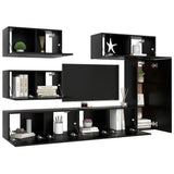 Ensemble de meuble TV 6 pcs Noir Bois d'ingénierie