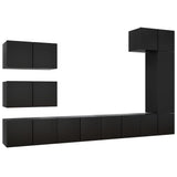 Ensemble de meubles TV 8 pcs Noir Bois d'ingénierie