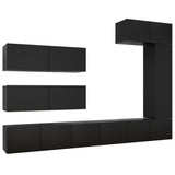 Ensemble de meuble TV 7 pcs Noir Bois d'ingénierie