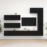 Ensemble de meuble TV 7 pcs Noir Bois d'ingénierie