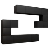 Ensemble de meuble TV 8 pcs Noir Bois d'ingénierie