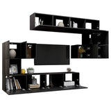 Ensemble de meuble TV 8 pcs Noir Bois d'ingénierie