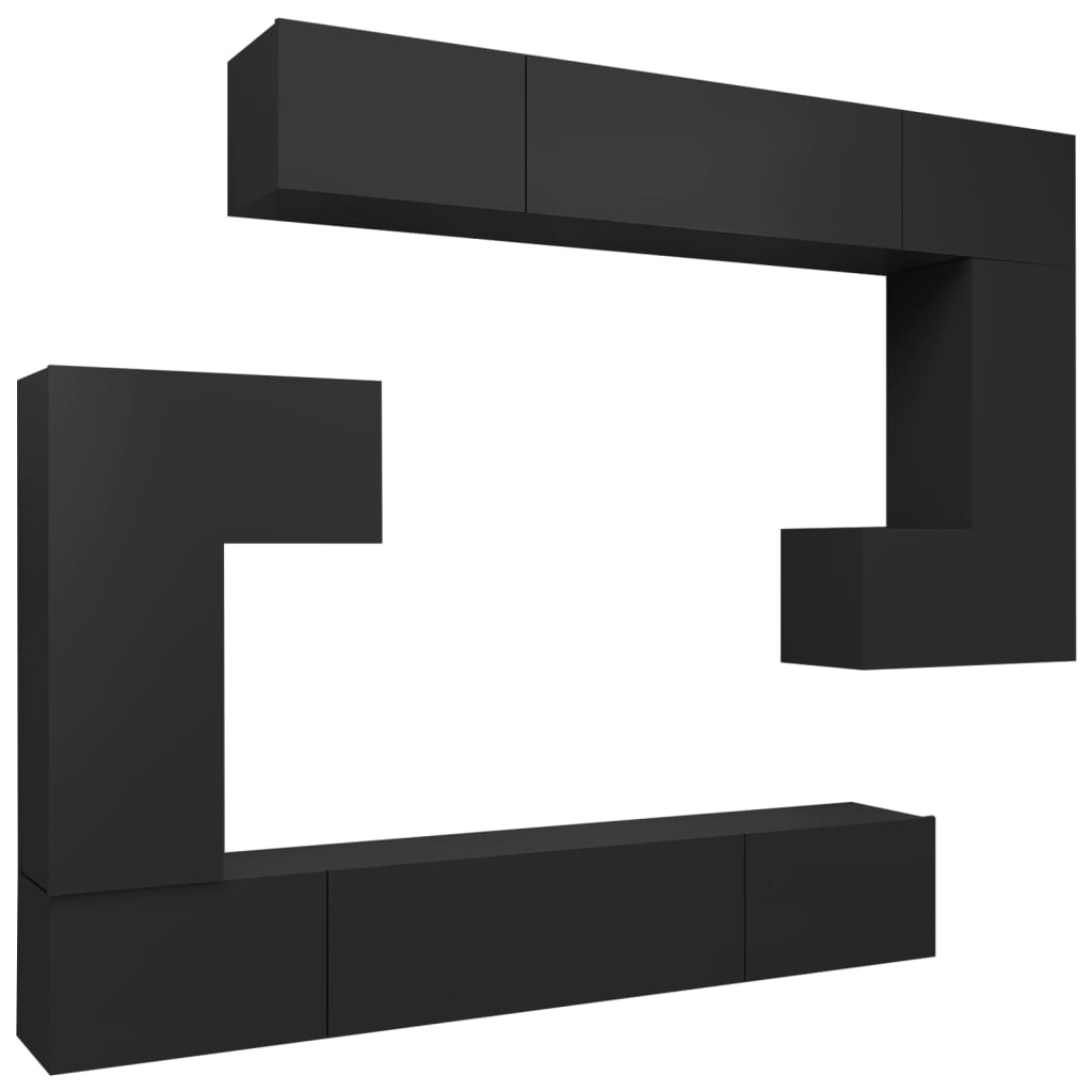 Ensemble de meubles TV 8 pcs Noir Bois d'ingénierie