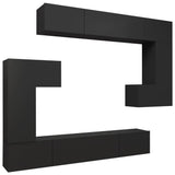 Ensemble de meubles TV 8 pcs Noir Bois d'ingénierie