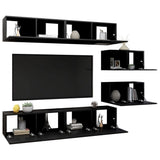 Ensemble de meuble TV 6 pcs Noir Bois d'ingénierie