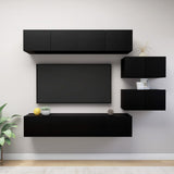 Ensemble de meuble TV 6 pcs Noir Bois d'ingénierie