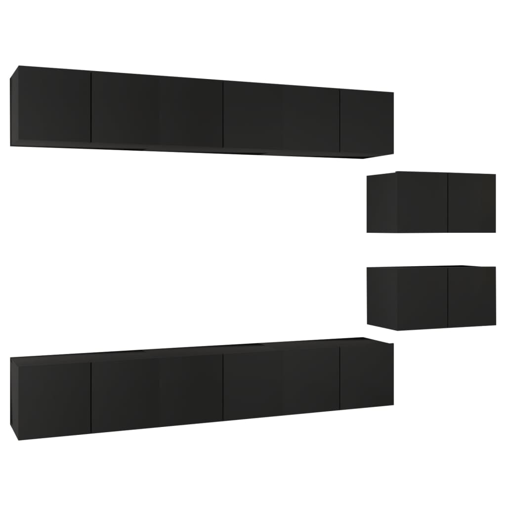 Meubles TV 8 pcs Noir Bois d'ingénierie