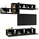 Ensemble de meubles TV 7 pcs Noir Bois d'ingénierie