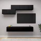 Ensemble de meubles TV 7 pcs Noir Bois d'ingénierie