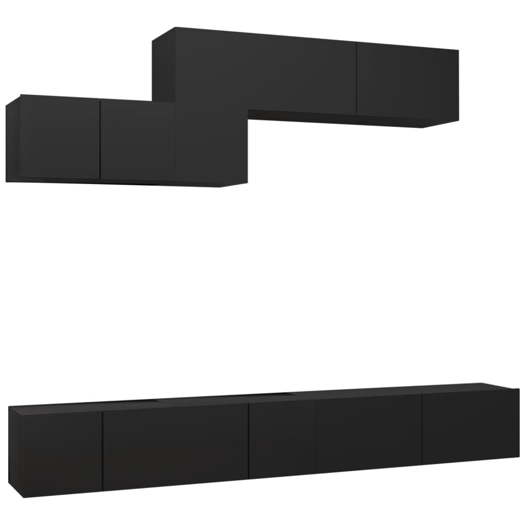 Ensemble de meubles TV 6 pcs Noir Bois d'ingénierie