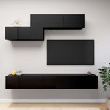 Ensemble de meubles TV 6 pcs Noir Bois d'ingénierie