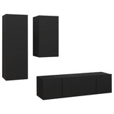 Ensemble de meubles TV 4 pcs Noir Bois d'ingénierie