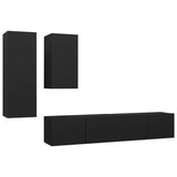 Ensemble de meubles TV 4 pcs Noir Bois d'ingénierie