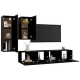 Ensemble de meubles TV 4 pcs Noir Bois d'ingénierie