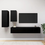 Ensemble de meubles TV 4 pcs Noir Bois d'ingénierie