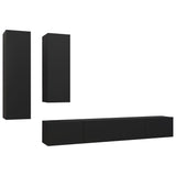 Ensemble de meuble TV 4 pcs Noir Bois d'ingénierie