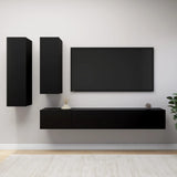 Ensemble de meuble TV 4 pcs Noir Bois d'ingénierie