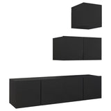 Ensemble de meubles TV 4 pcs Noir Bois d'ingénierie