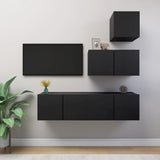 Ensemble de meubles TV 4 pcs Noir Bois d'ingénierie