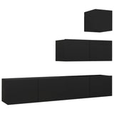 Ensemble de meubles TV 4 pcs Noir Bois d'ingénierie