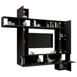 Ensemble de meubles TV 9 pcs Noir Bois d'ingénierie