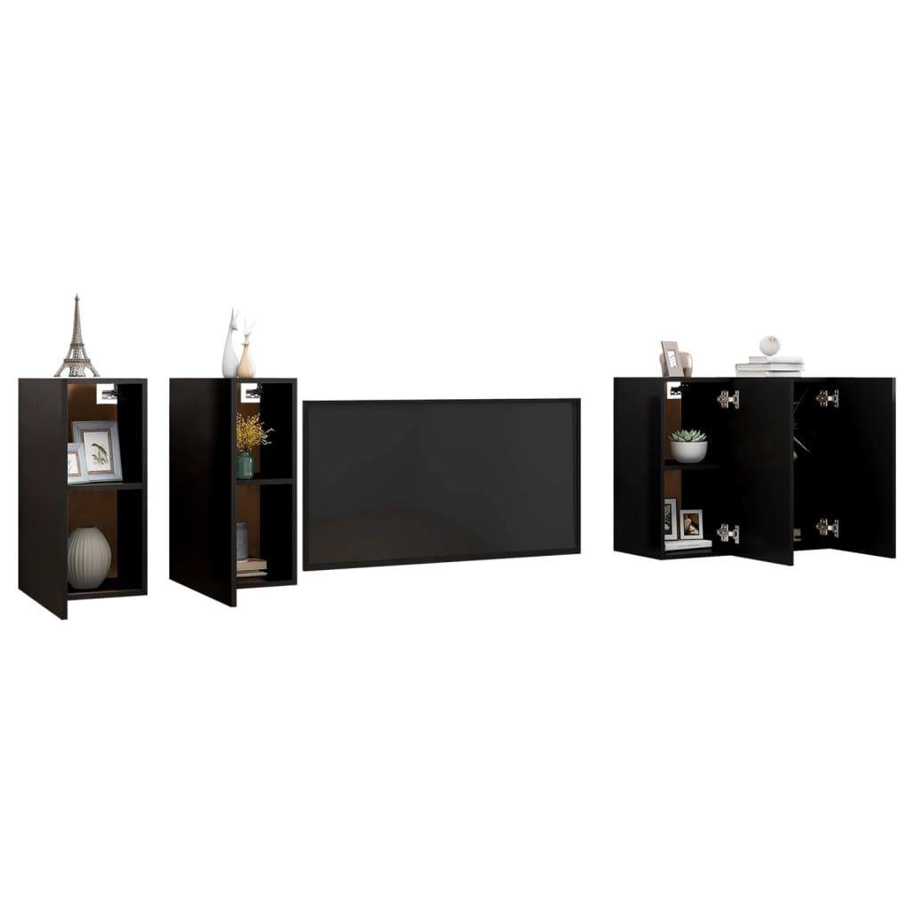 Meubles TV 4 pcs Noir 30,5x30x60 cm Bois d'ingénierie